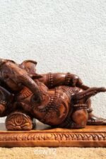 Handcrafted 12-Inch Wooden Sleeping Ganesh Statue | Traditional Madurai Artistry